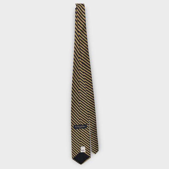 NEW With TAGS - Mens Brooks Brothers Makers Gold & Blue Tie Pure Silk 58" Length - Picture 3 of 5